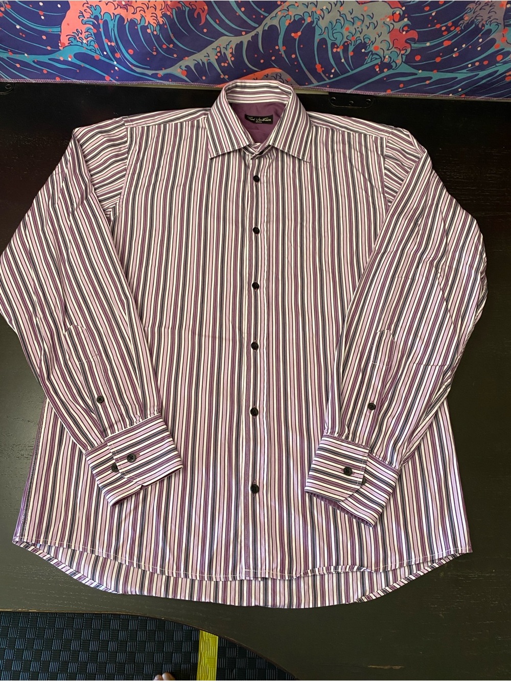 Men's Striped Dress Shirt - Purple & White